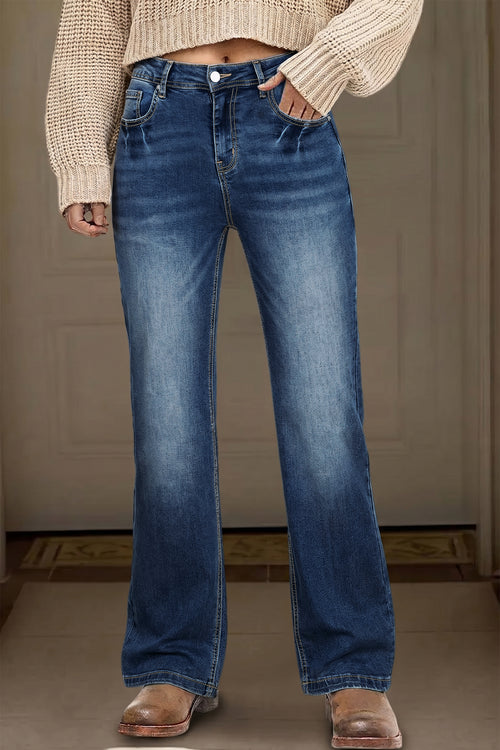 Ashleigh Blue Acid Washed Straight Leg Full Length Casual Jeans